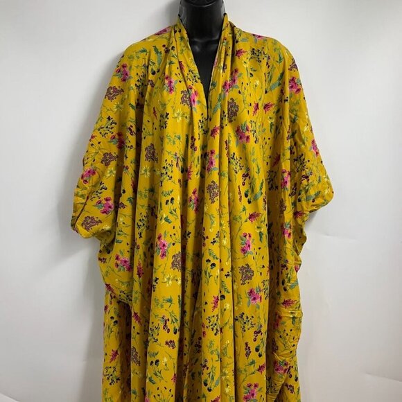 Tuesday Women's Floral Deep‎ V Neck Long Drape Sleeve Pullover Caftan One Size - Picture 2 of 11